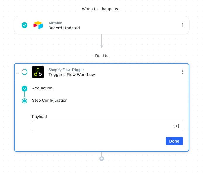 Airtable to Shopify Flow workflow