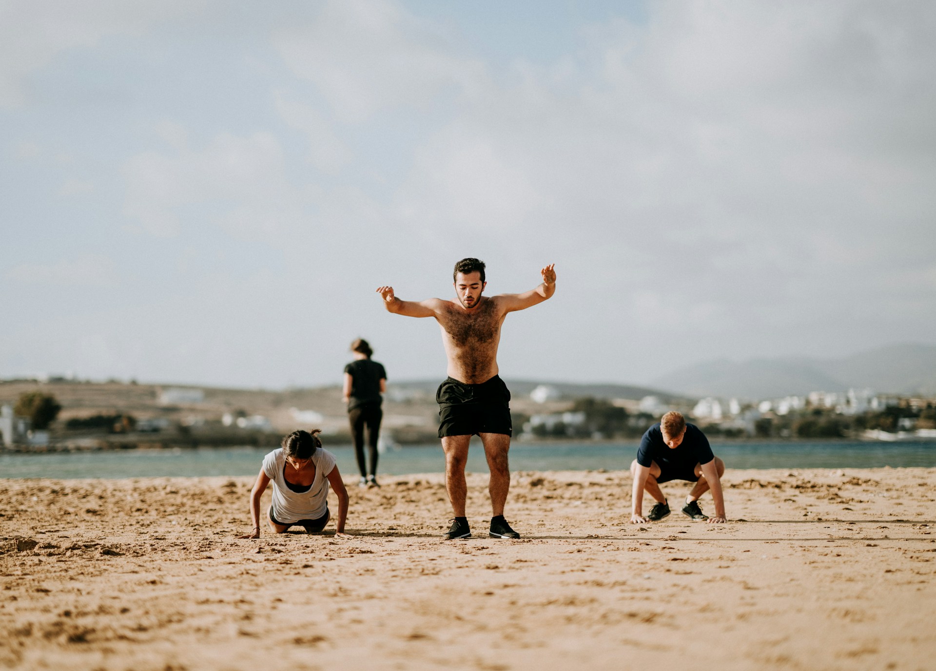 A young man with high testosterone leading an exercise