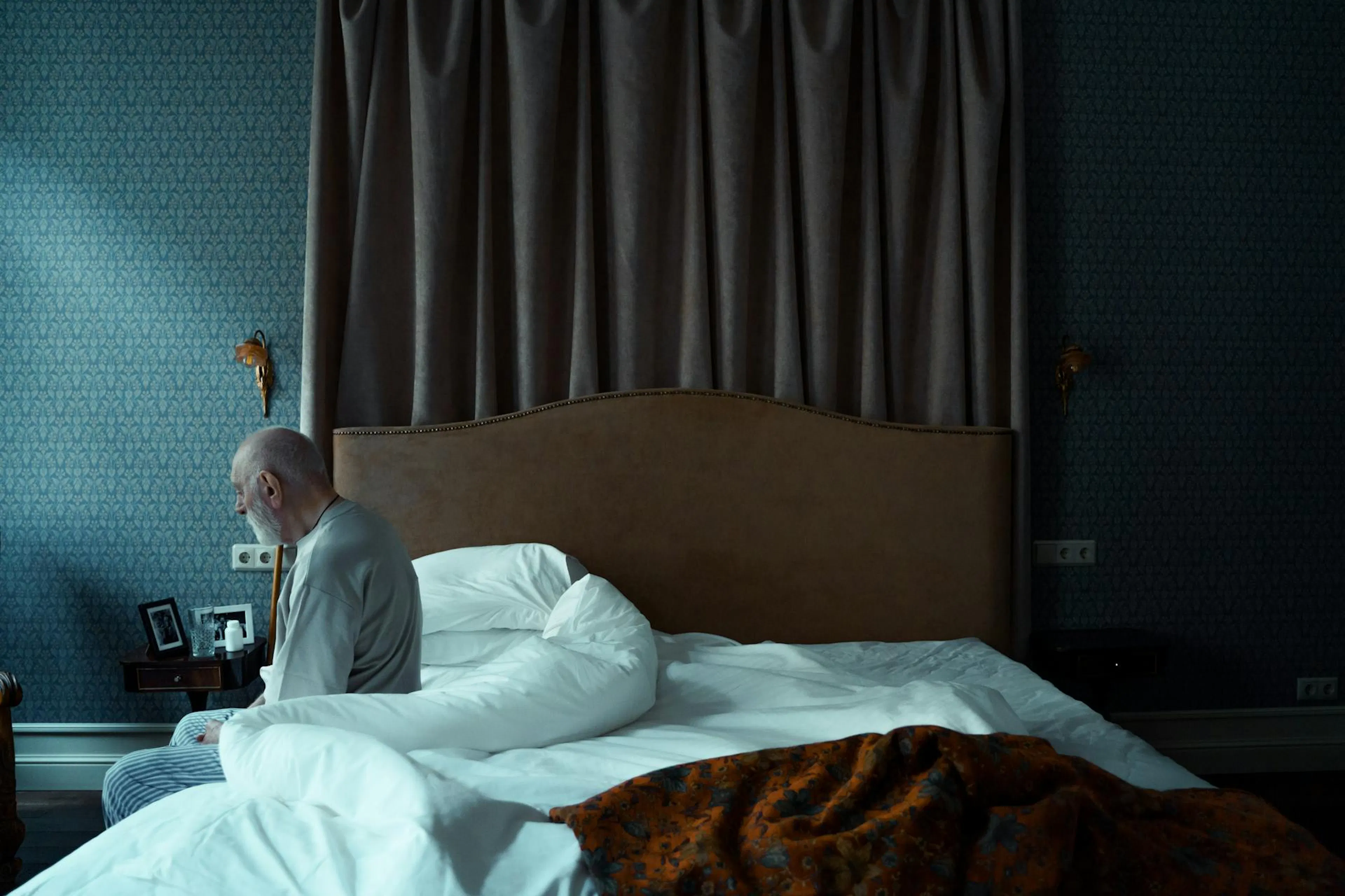 An elderly man having sleep disorder