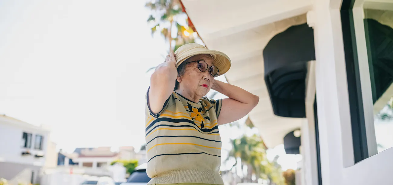 Middle-aged woman checking scale