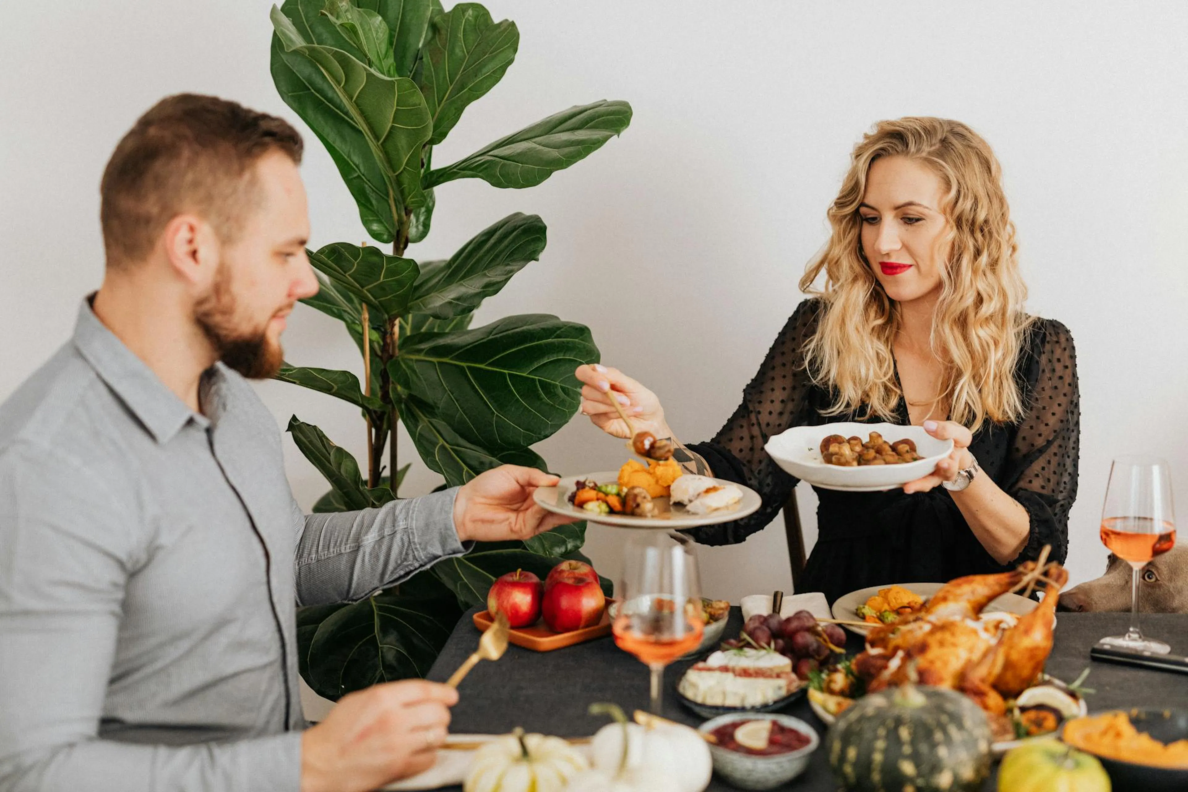 Man and woman enjoying vegetable
