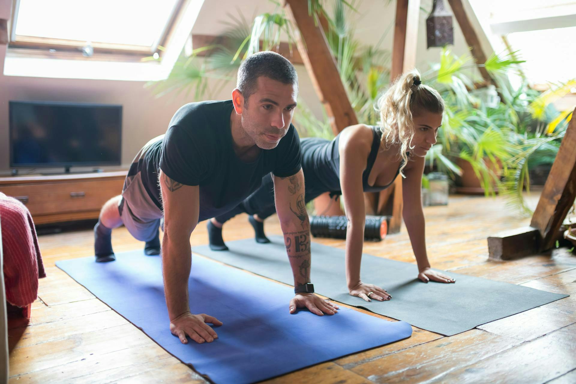 Couple exploring fitness plan men and women