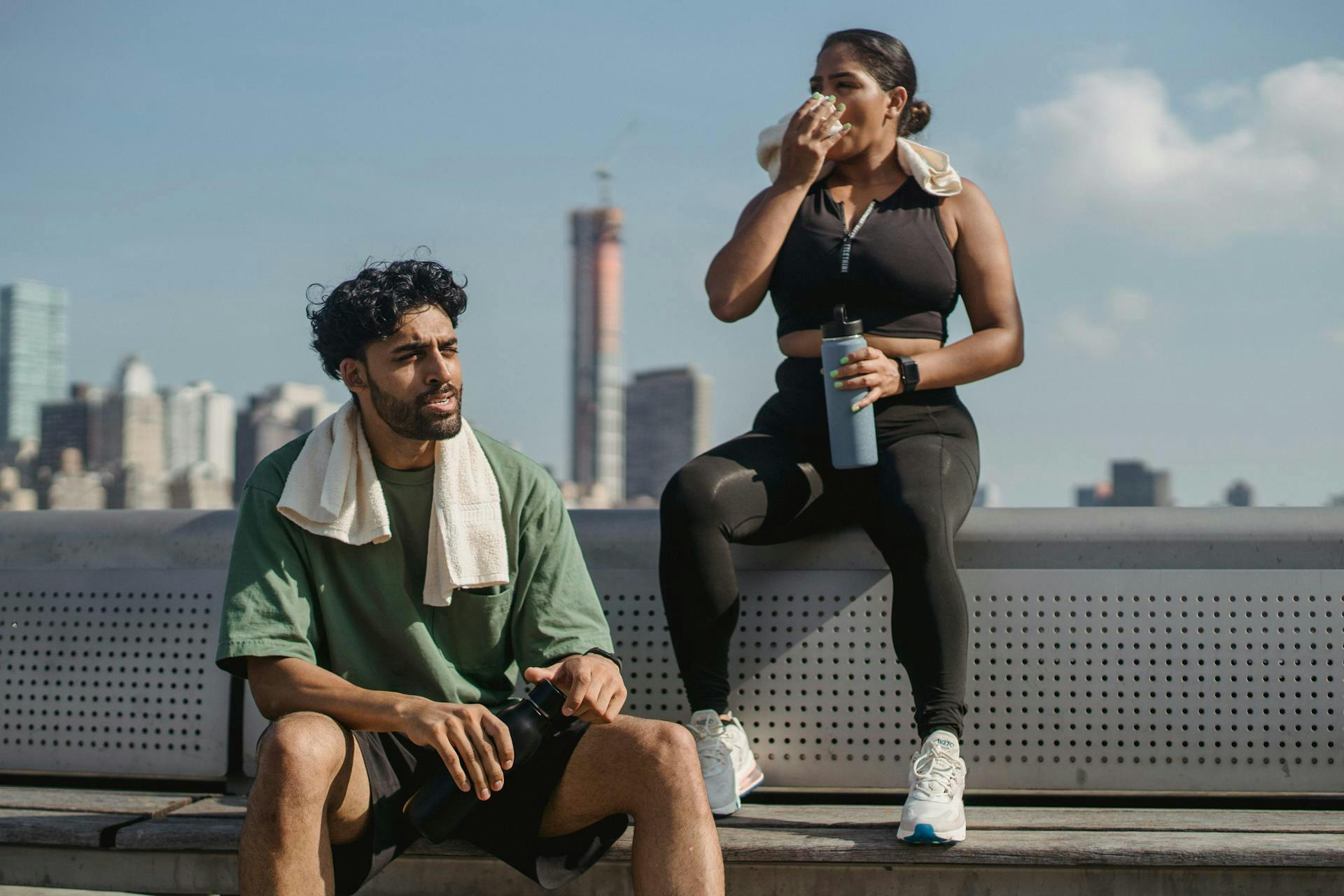 Couple resting after a run.