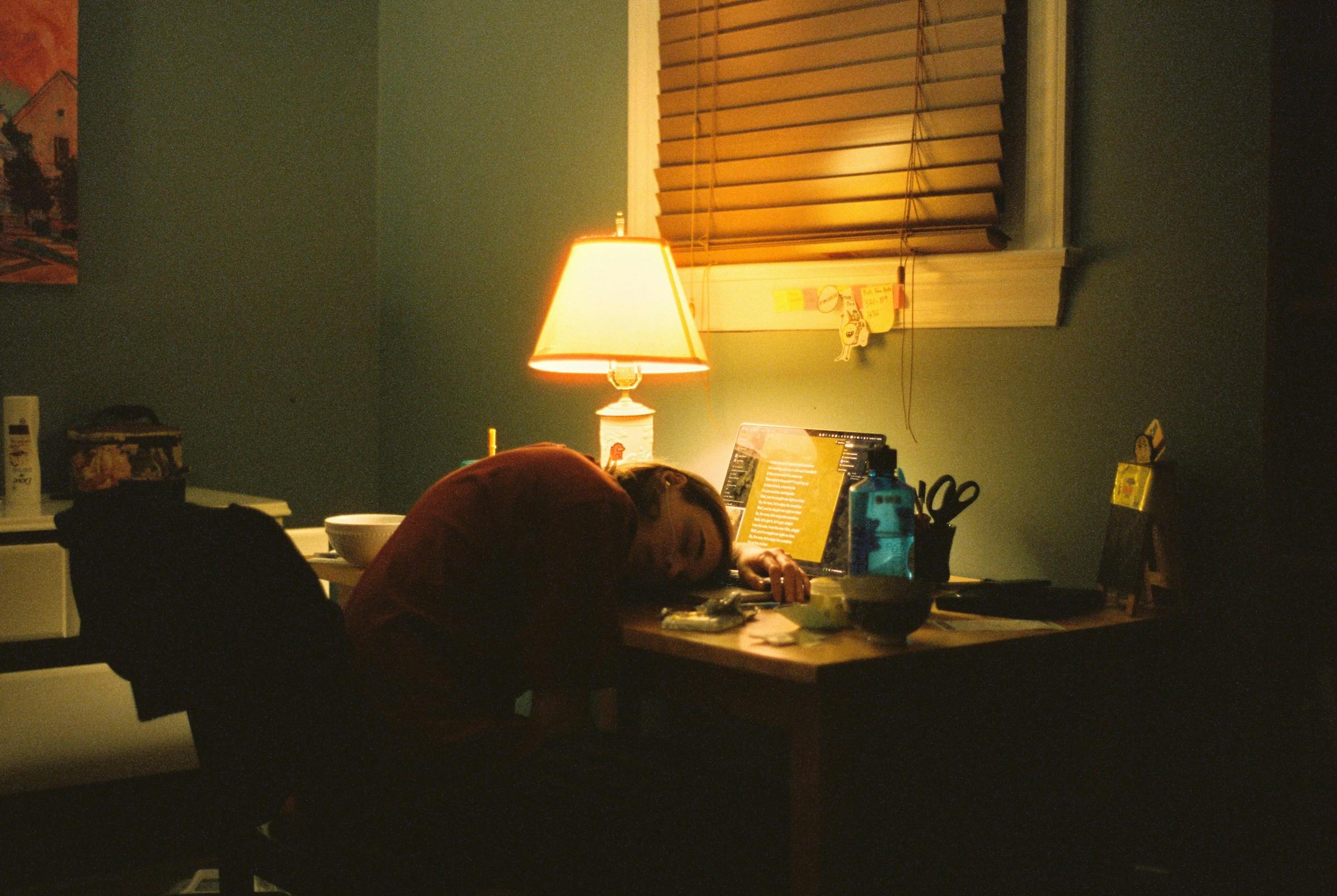A person feeling tired due to lack of vit. b6 and b12