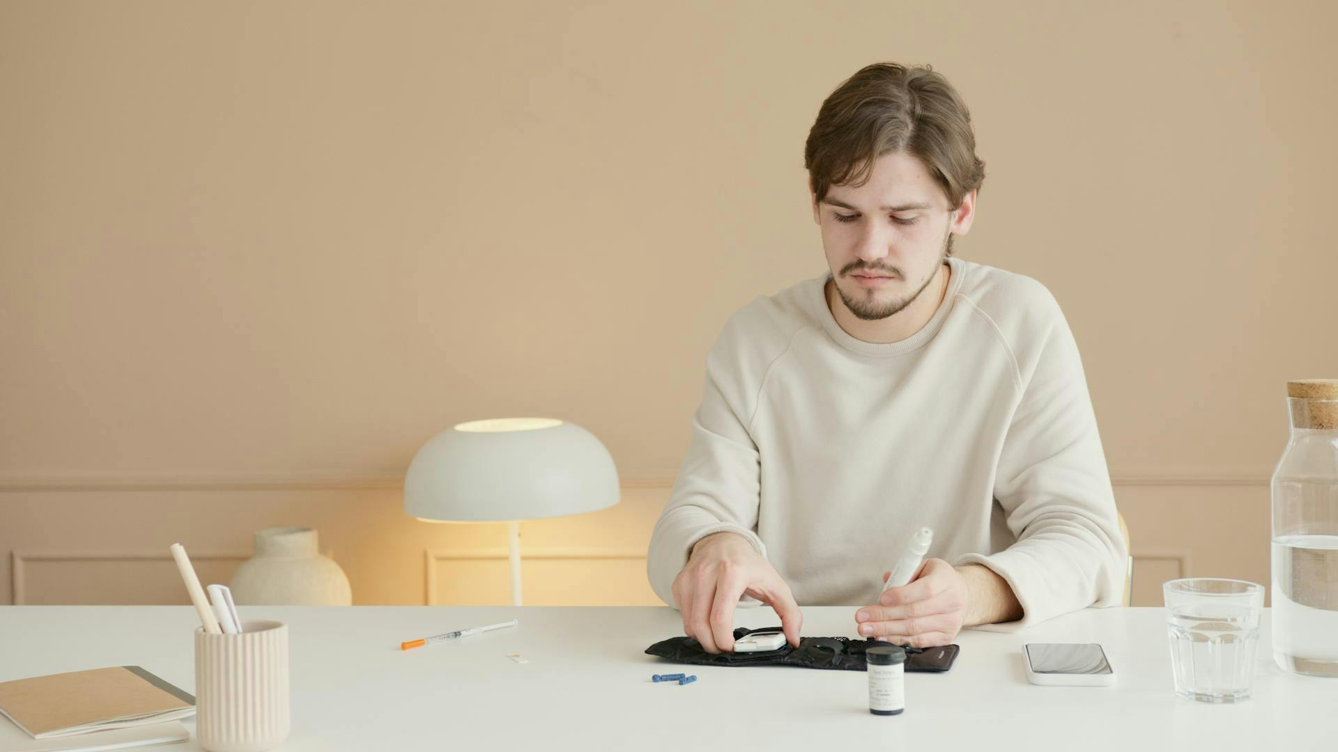 Person checking for normal glucose levels