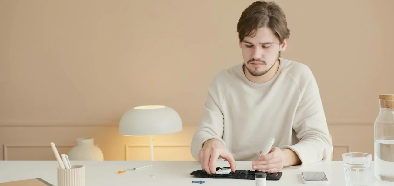 Person checking for normal glucose levels