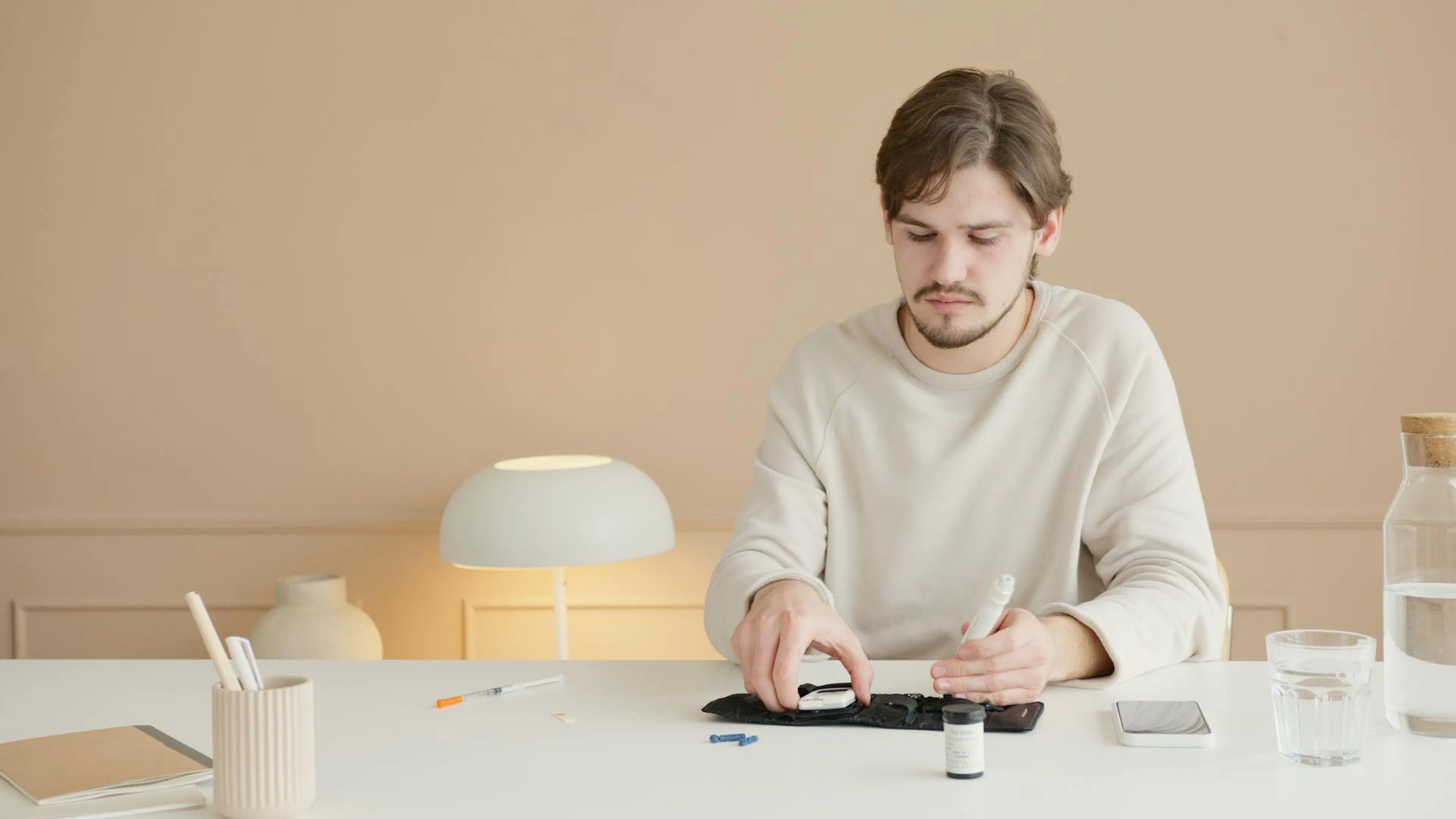 Person checking for normal glucose levels