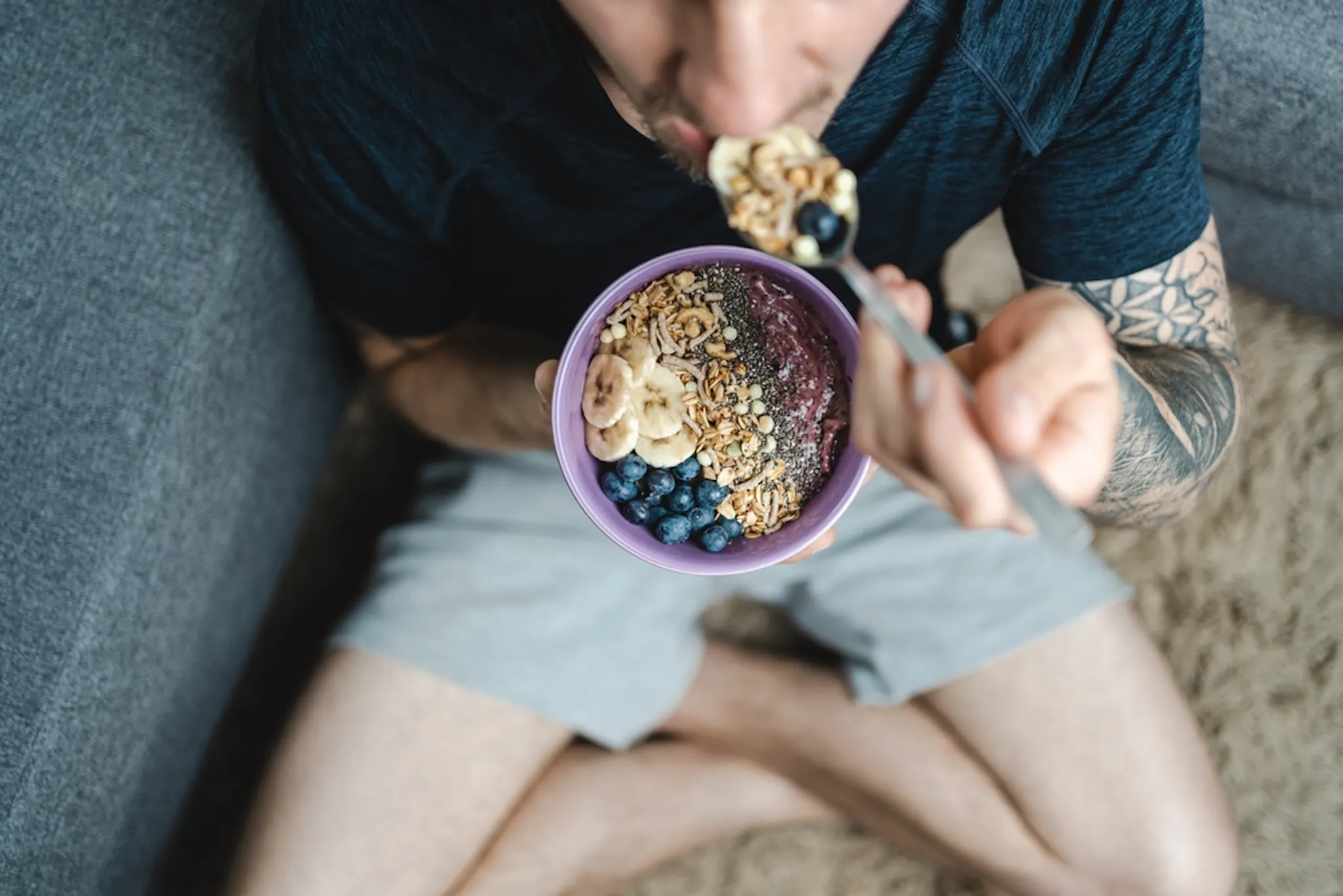 A person eating healthy before bed