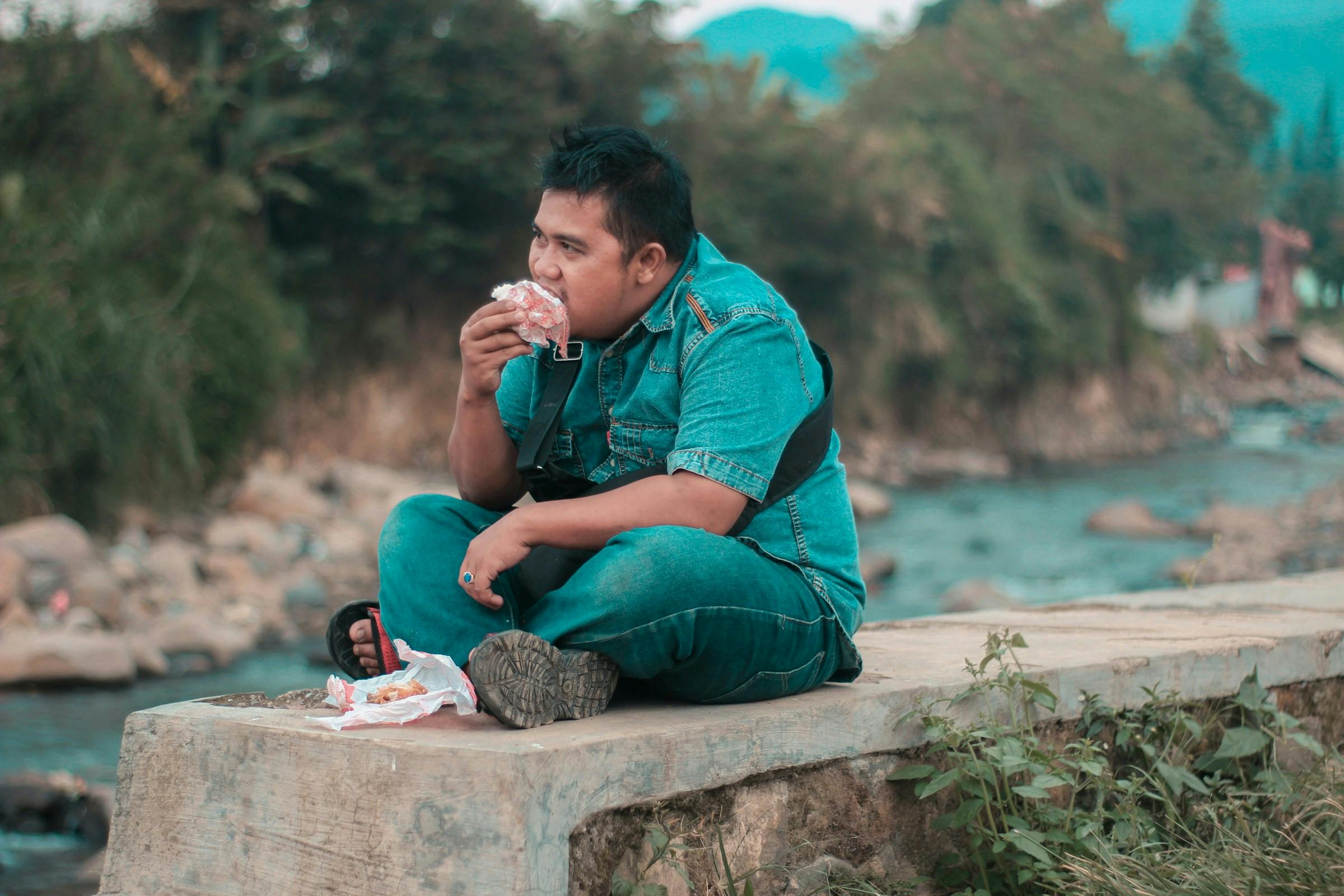 A man enjoying a meal