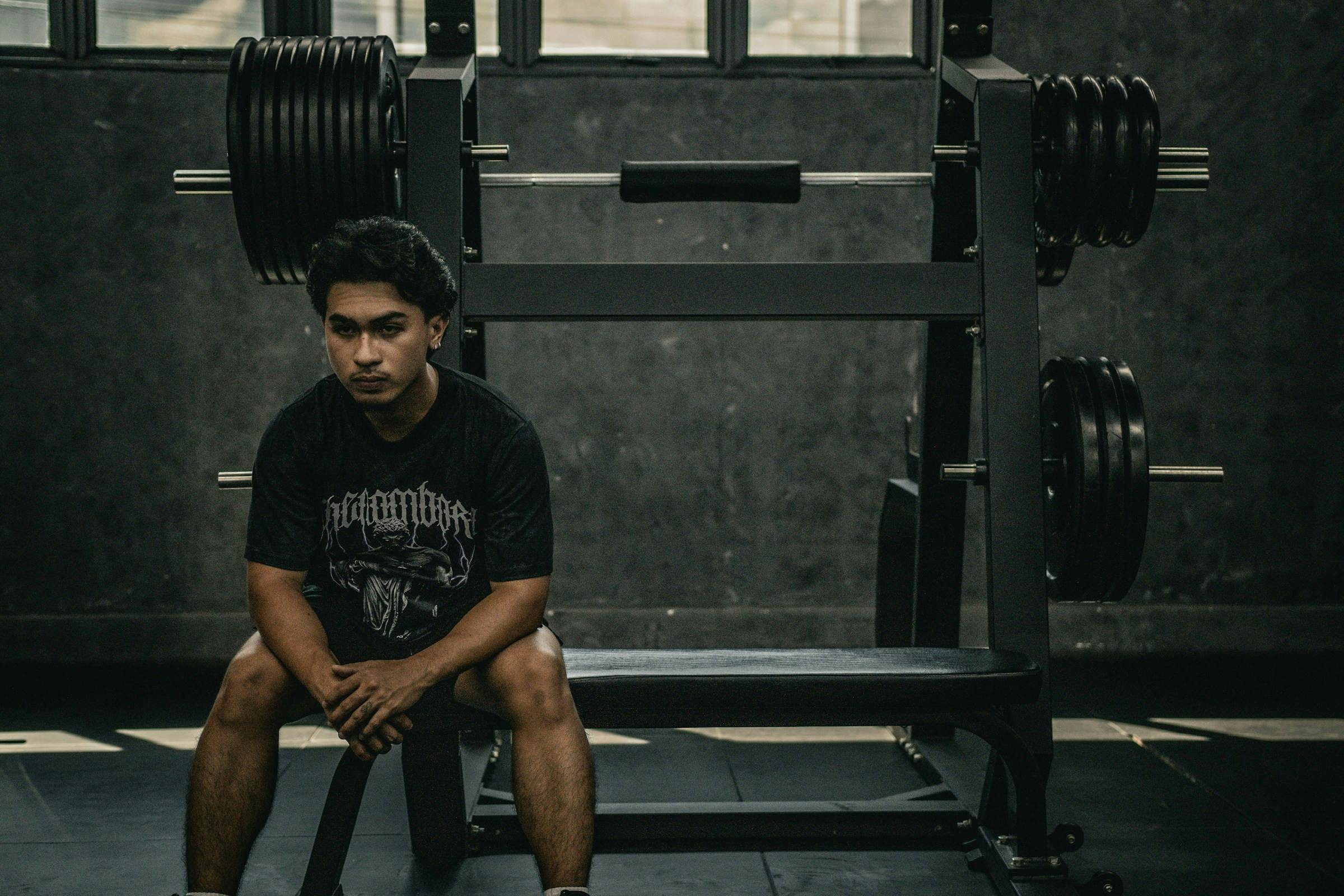 A person sitting at the gym