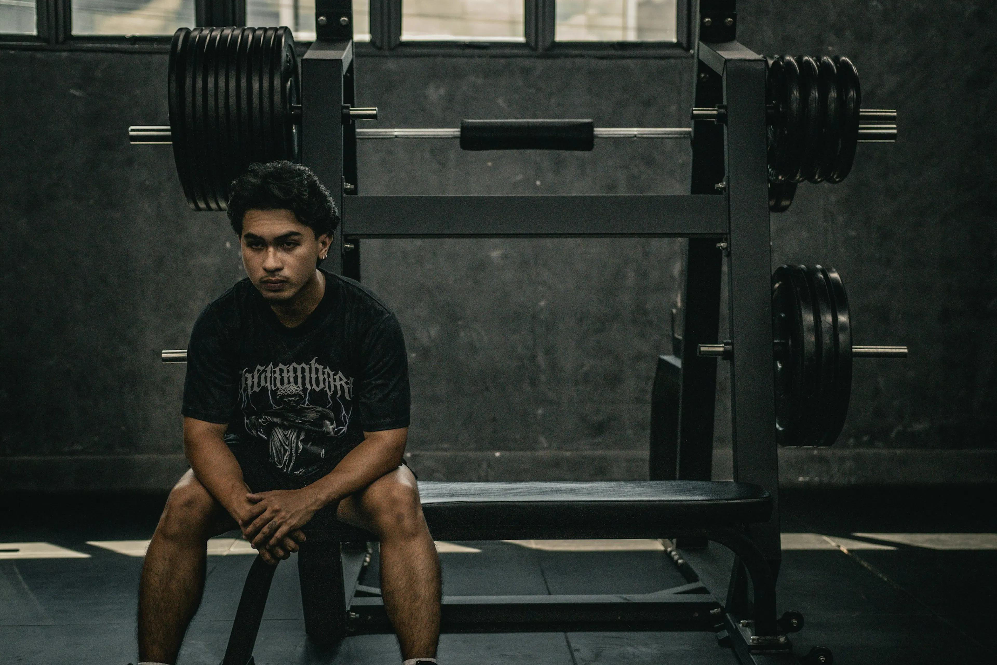 A person sitting at the gym