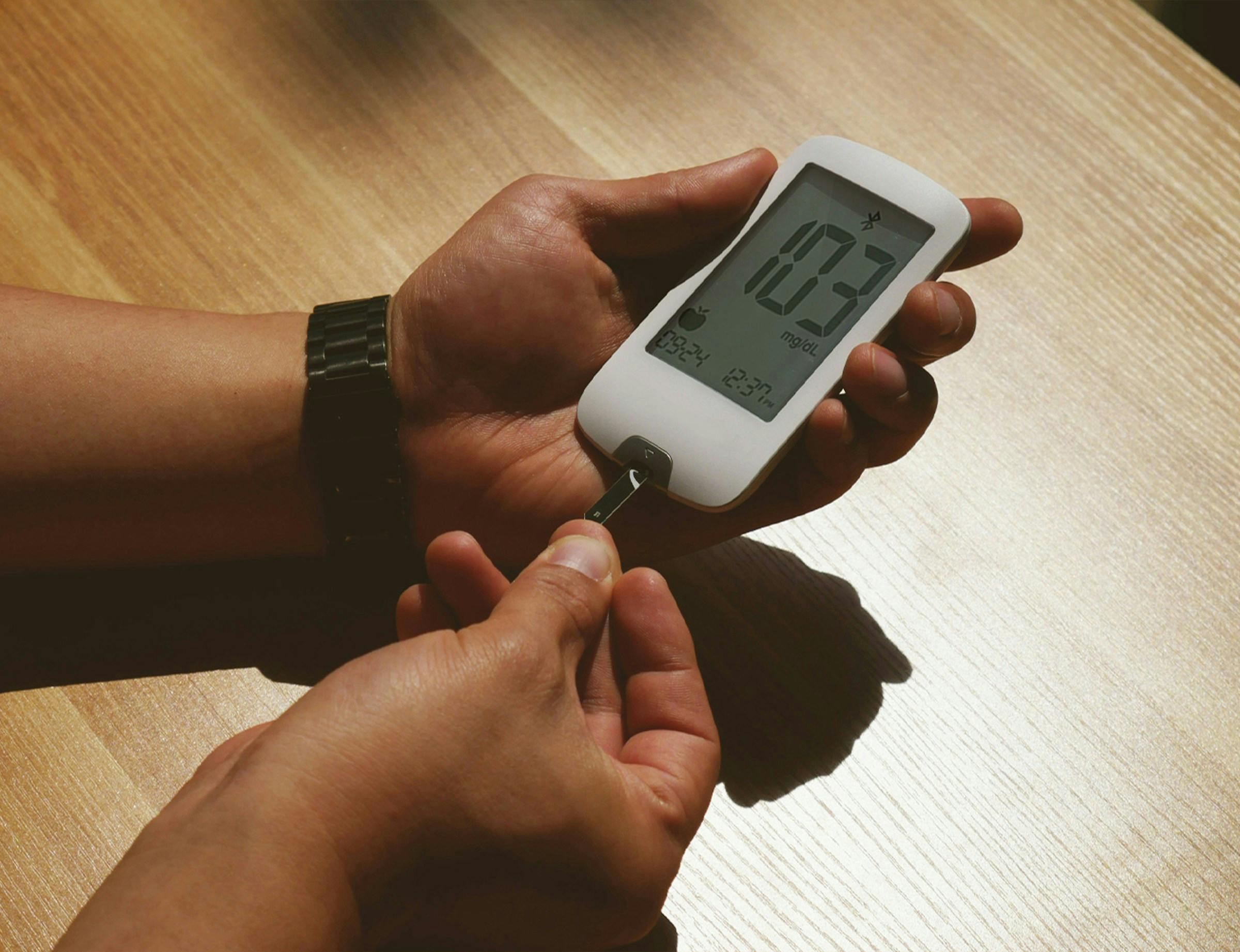 Person checking their blood glucose levels