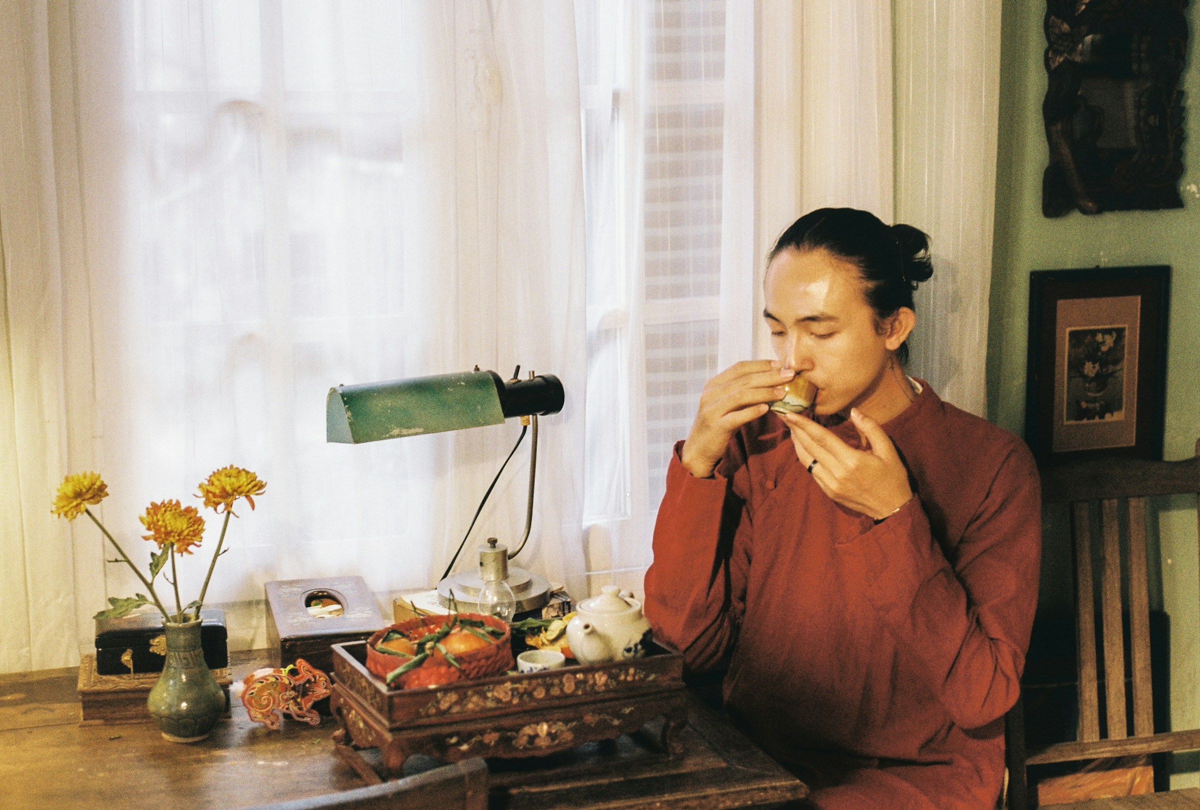 A young man taking electrolytes during a 4-day fast