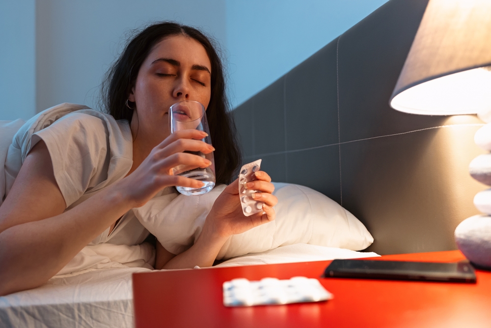 Person taking benadryl for sleep
