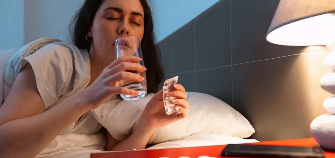 Person taking benadryl for sleep