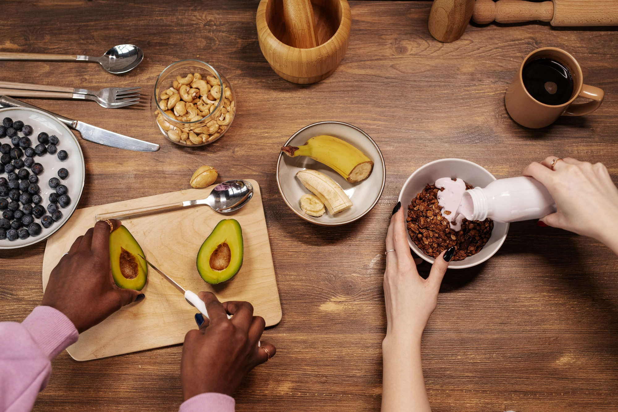 A home having a vegan and non-vegan diet for breakfast