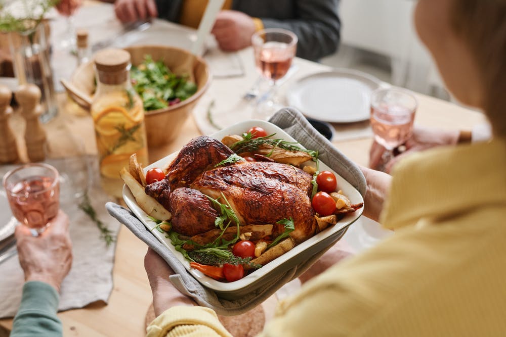 A family eating very healthy grilled chicken
