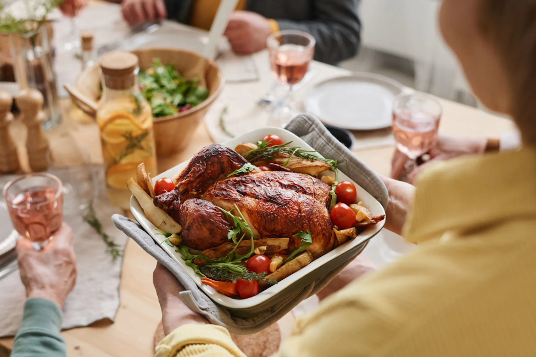 A family eating very healthy grilled chicken