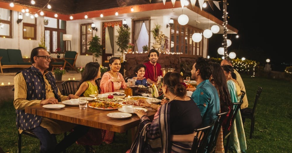 A family enjoying Indian Cuisine the Healthy Way