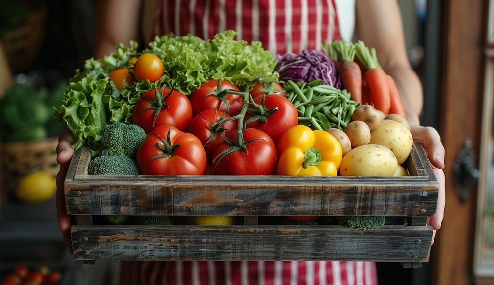 Farmer harvesting fruits and vegetables rich in carotenoids