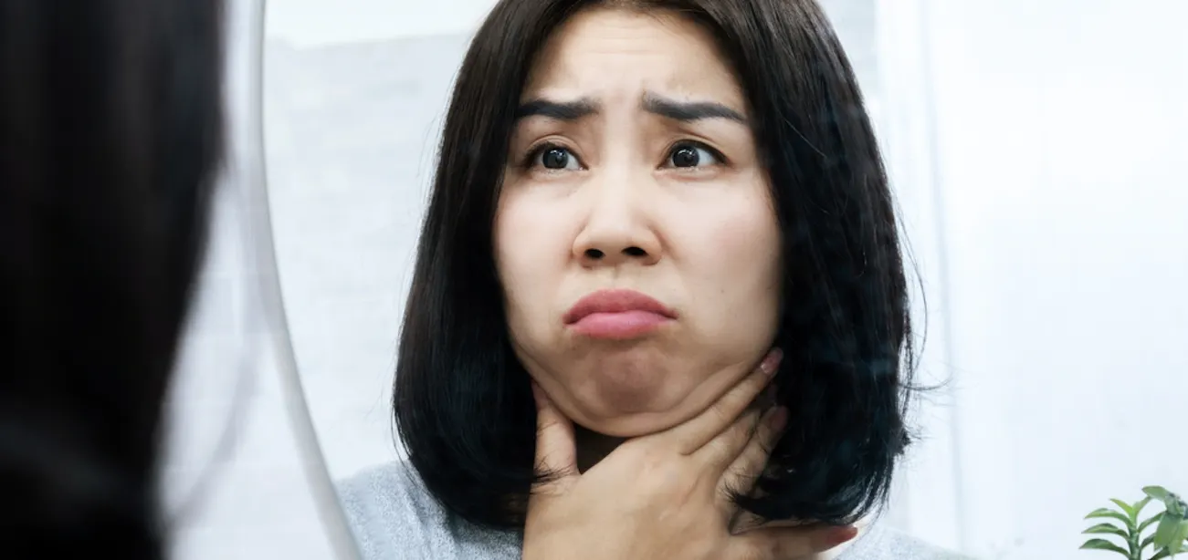 A lady concerned about her double chin