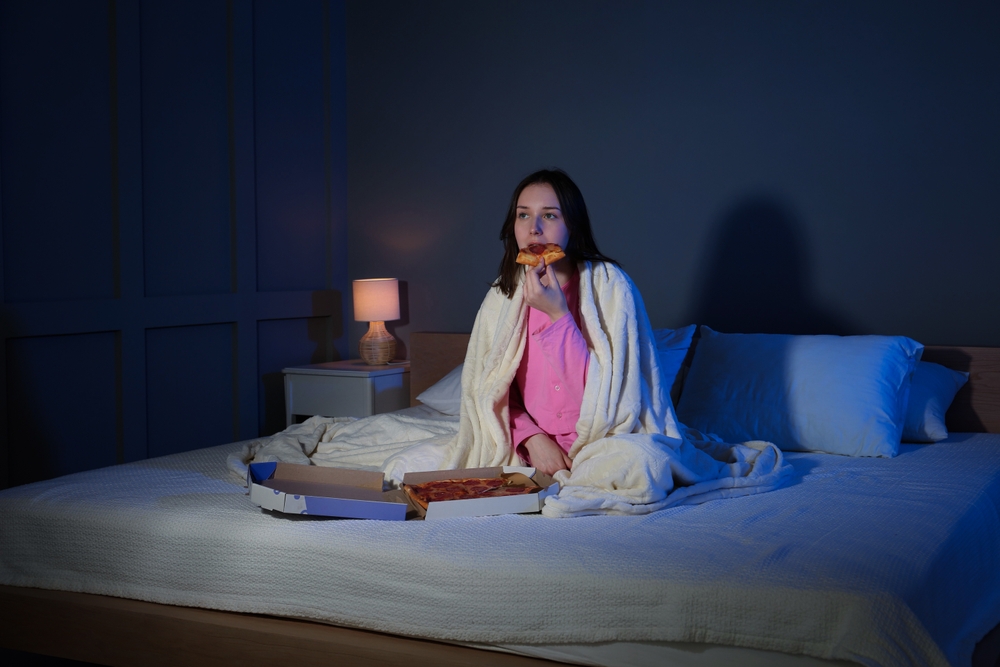 A person having a late night meal