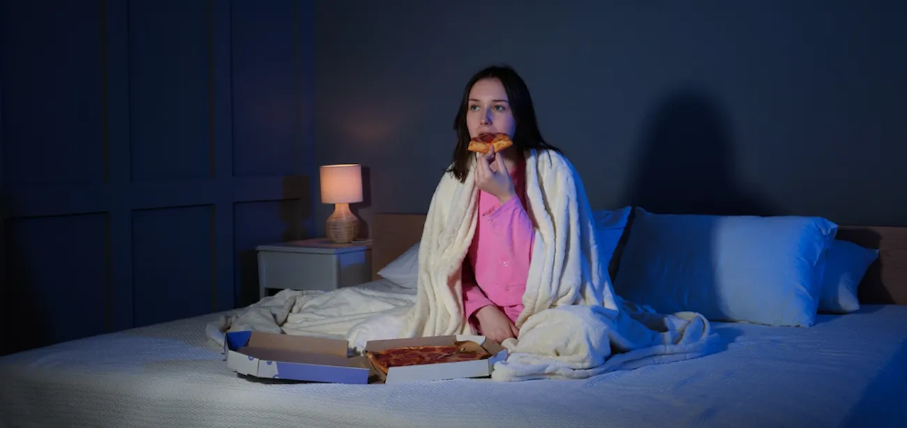 A person having a late night meal