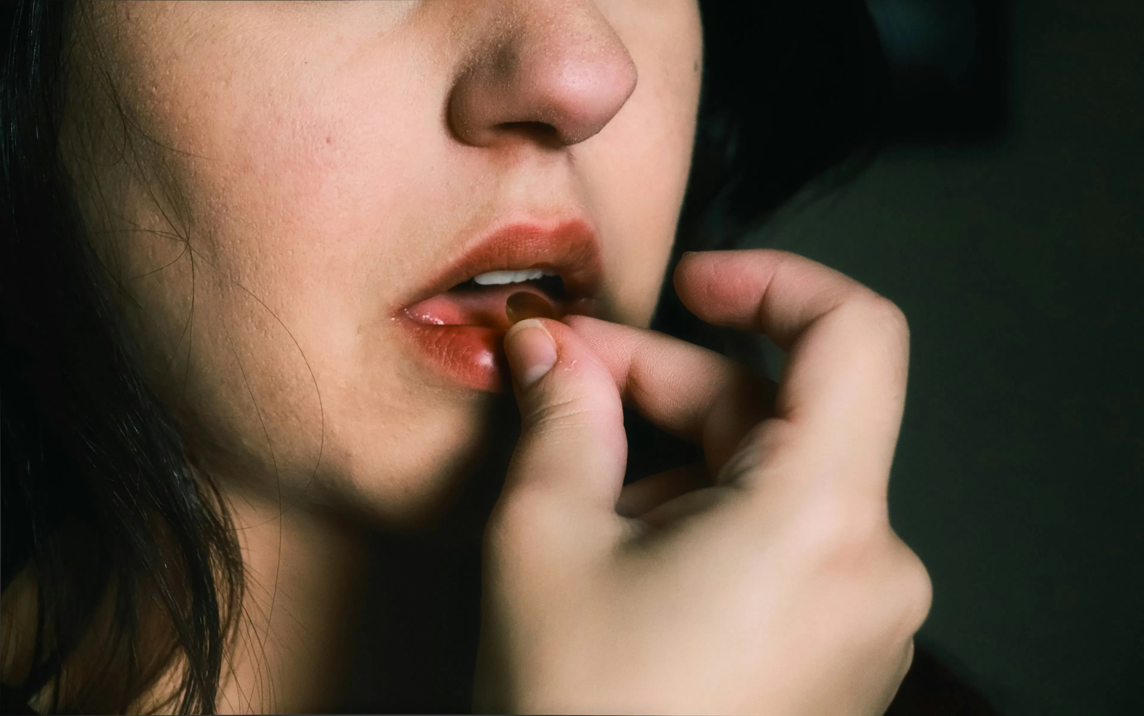 A lady taking a type of therapeutic peptide