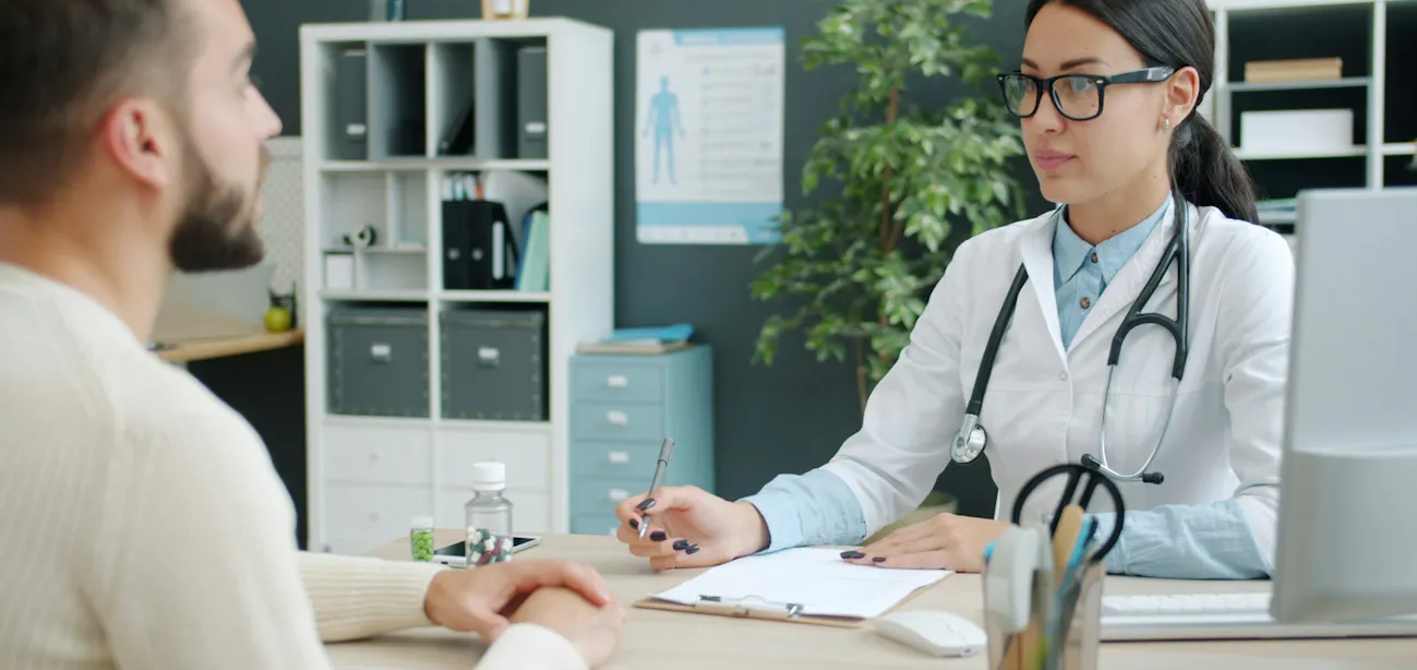 An image of a patient asking some questions about peptide to their doctor