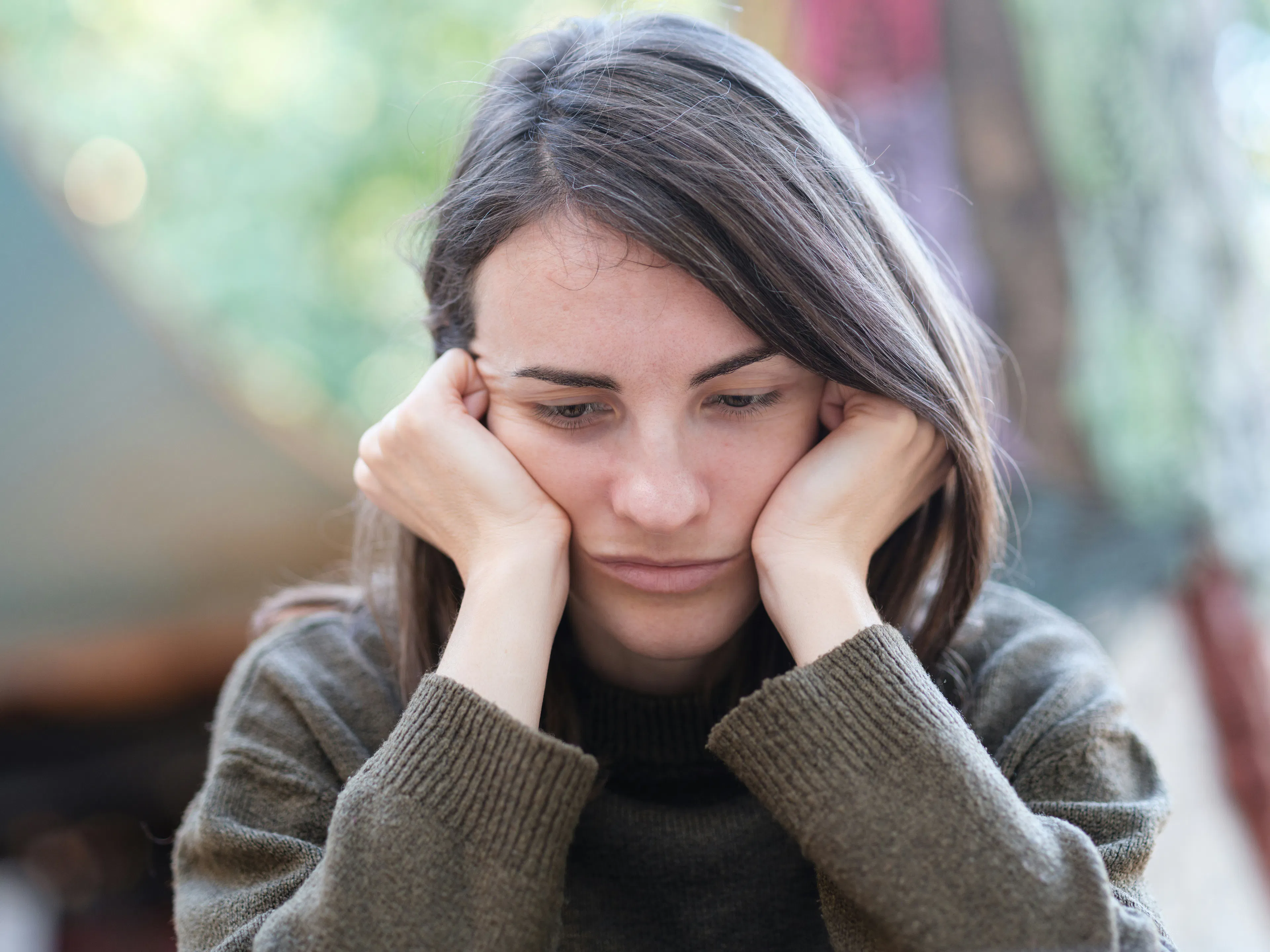 A fatigued young woman