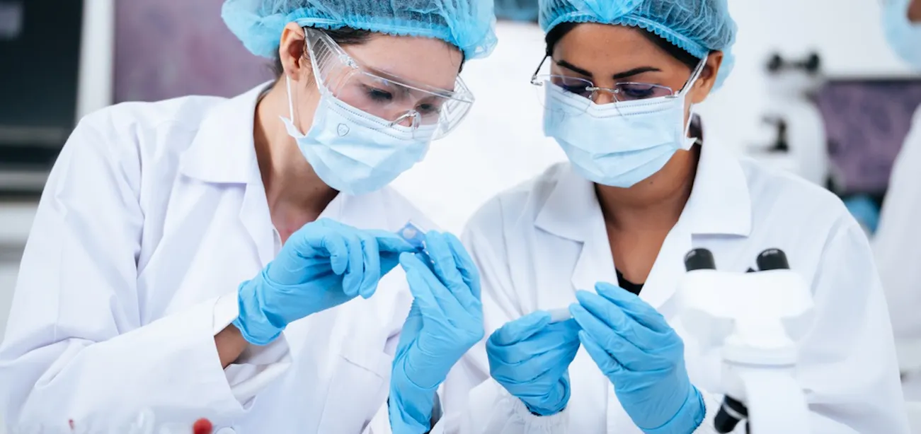 An image showing scientists working on a longevity peptide
