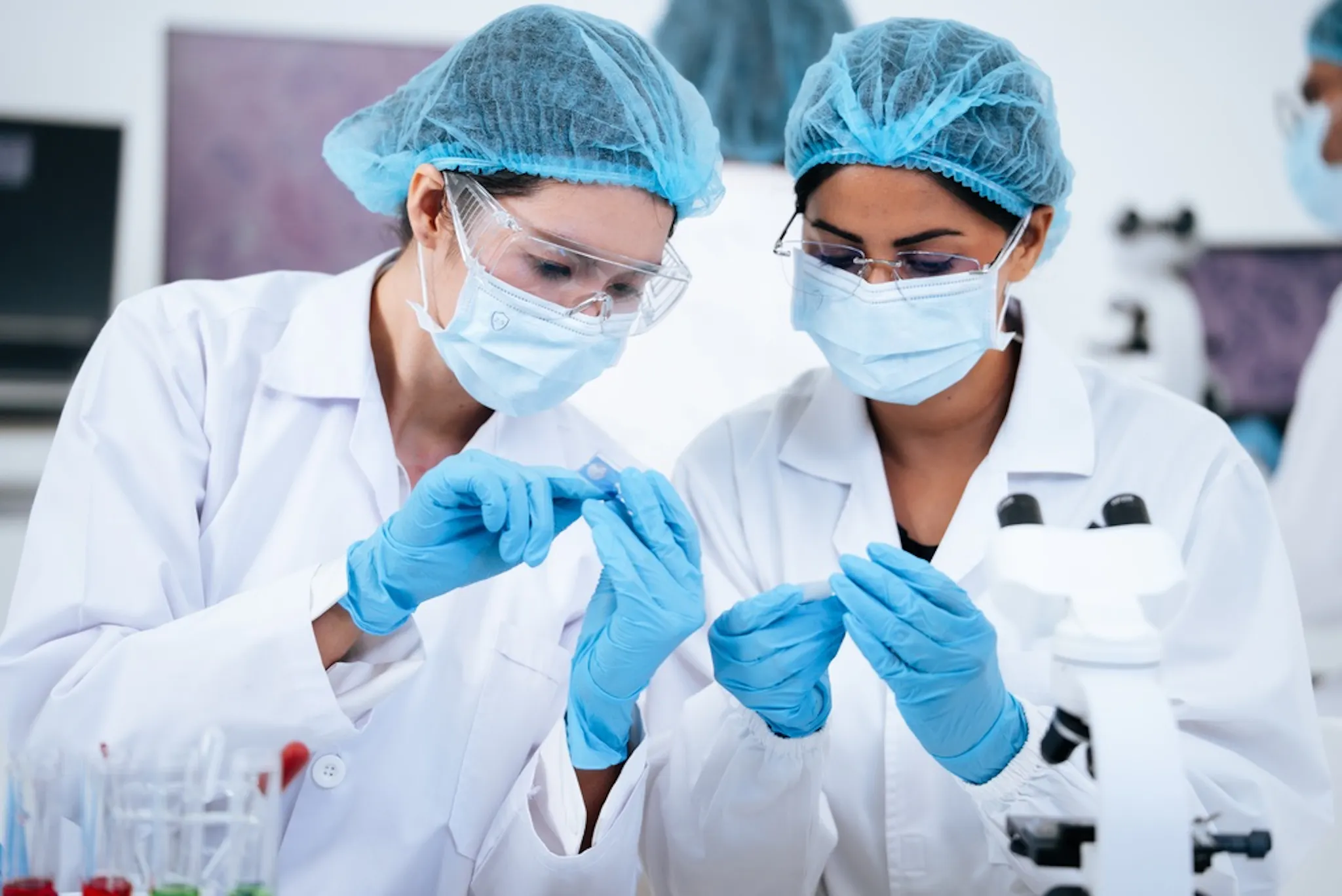 An image showing scientists working on a longevity peptide