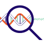 ilustração de uma lupa analisando um DNA