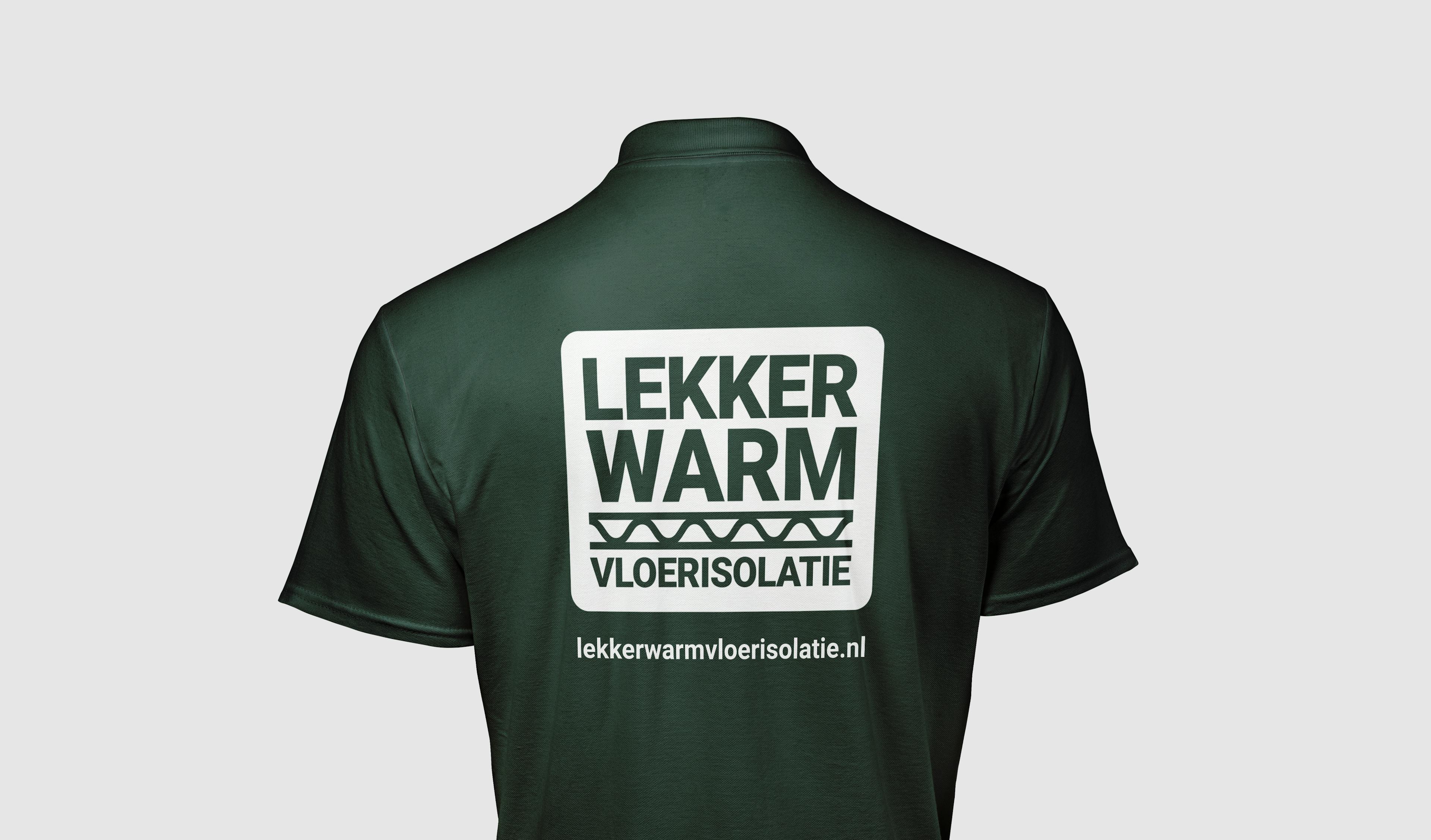 Werkpolo met logo Lekker Warm Vloerisolatie achterop