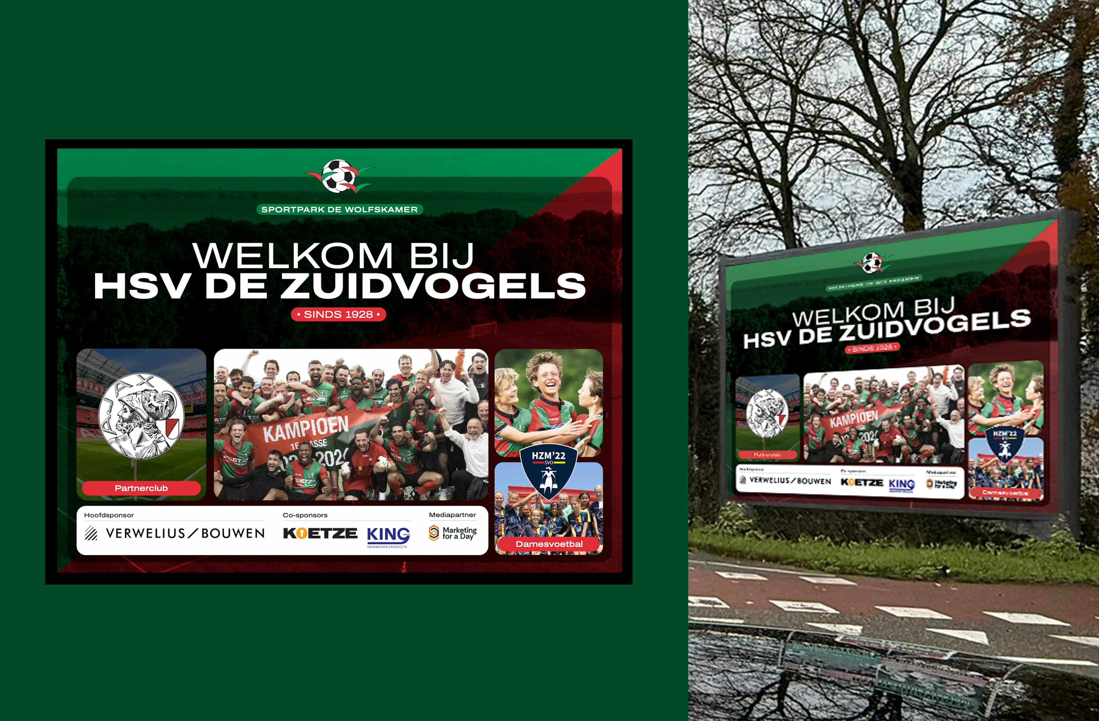 Zuidvogels billboard ontwerp met mockup