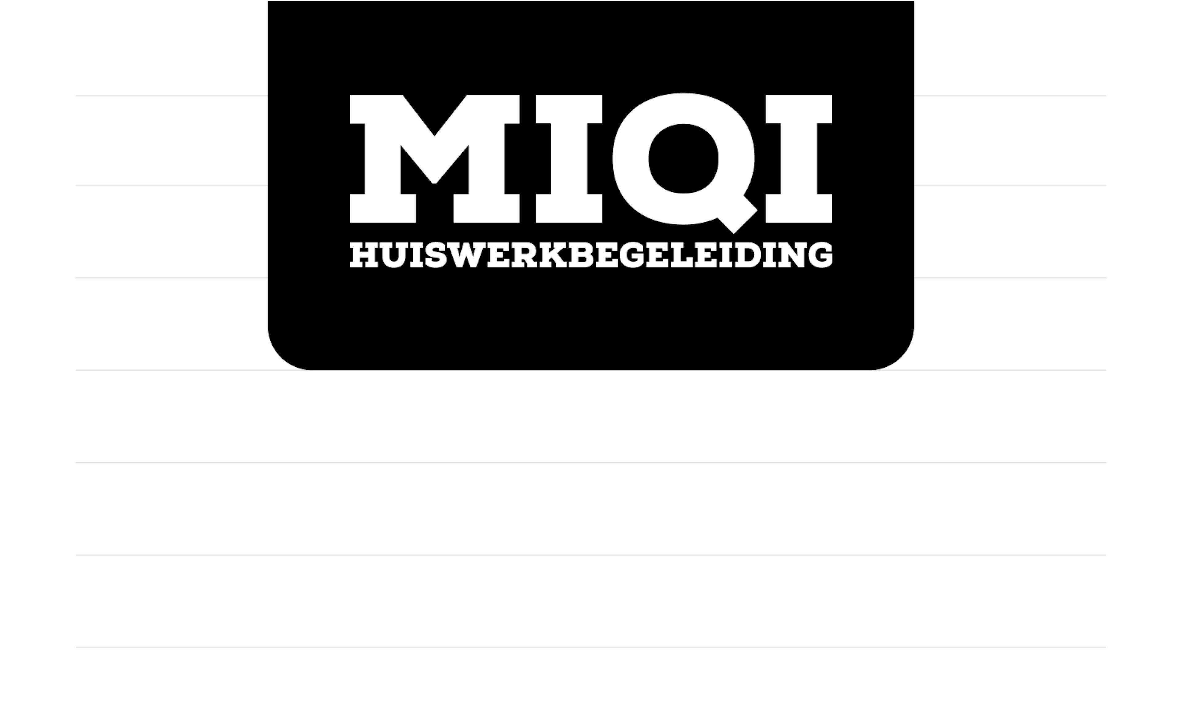 MIQI Huiswerkbegeleiding logo op gestreept papier