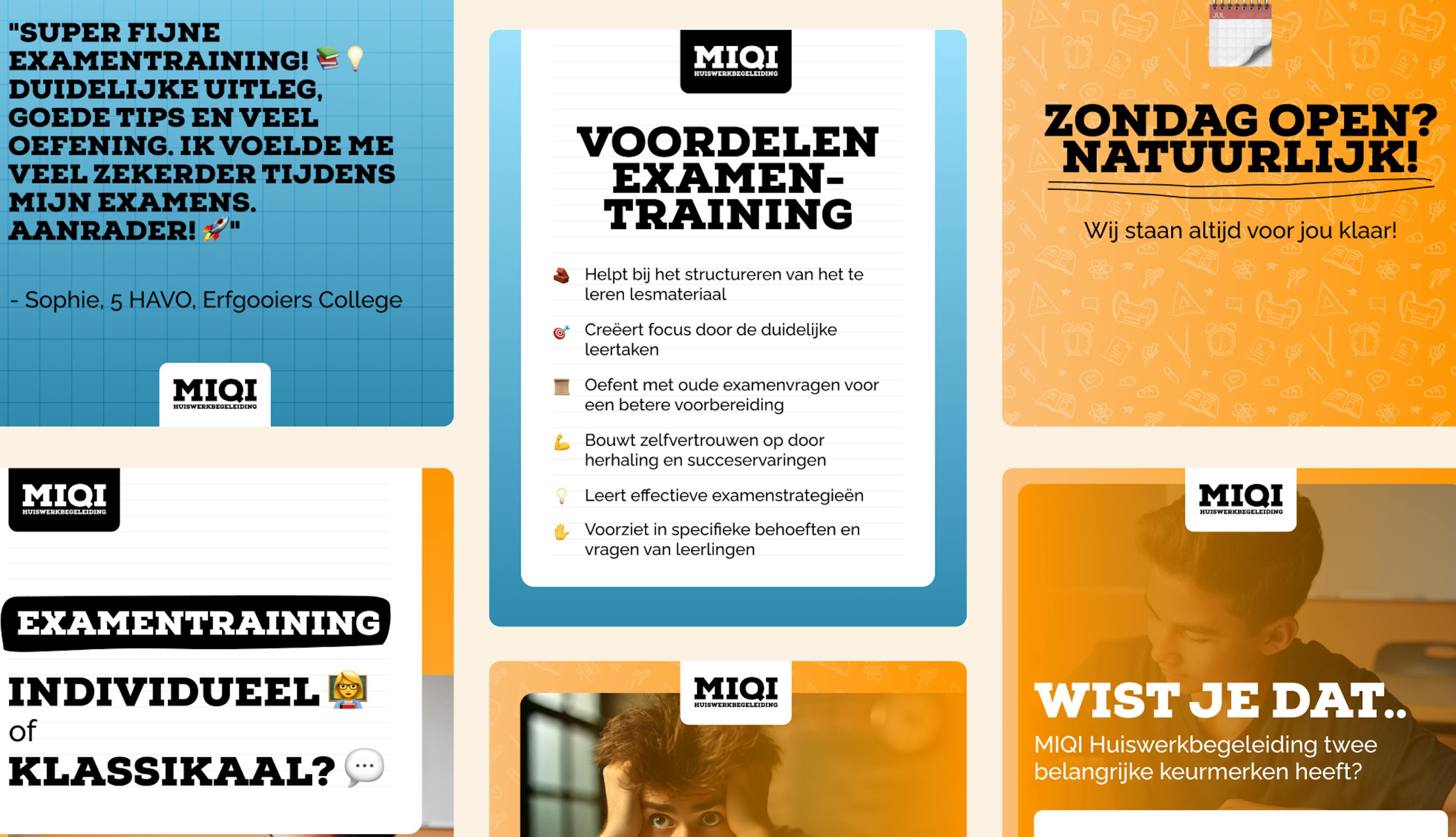 Collage van social posts van MIQI