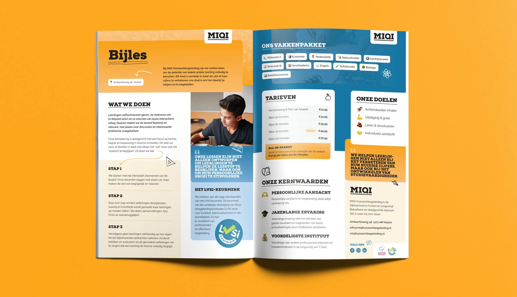 MIQI Huiswerkbegeleiding Brochure mockup