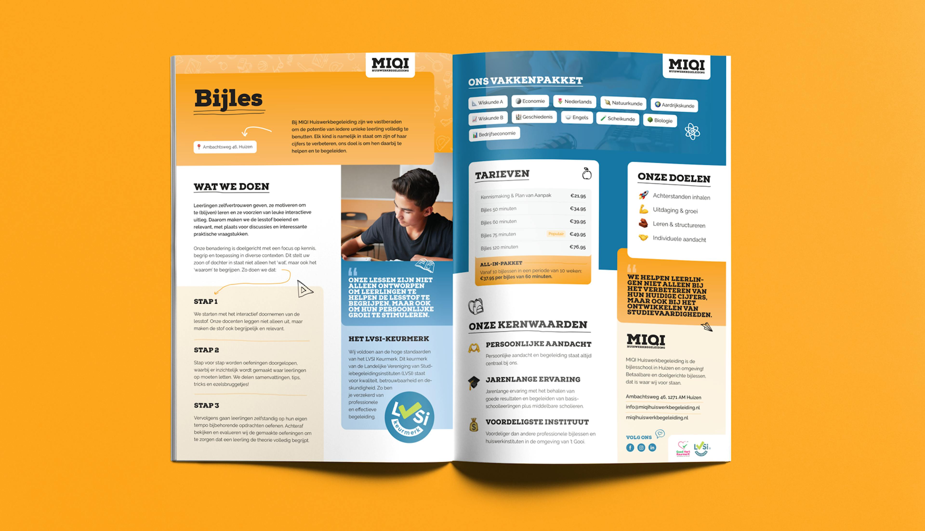 MIQI Huiswerkbegeleiding Brochure mockup