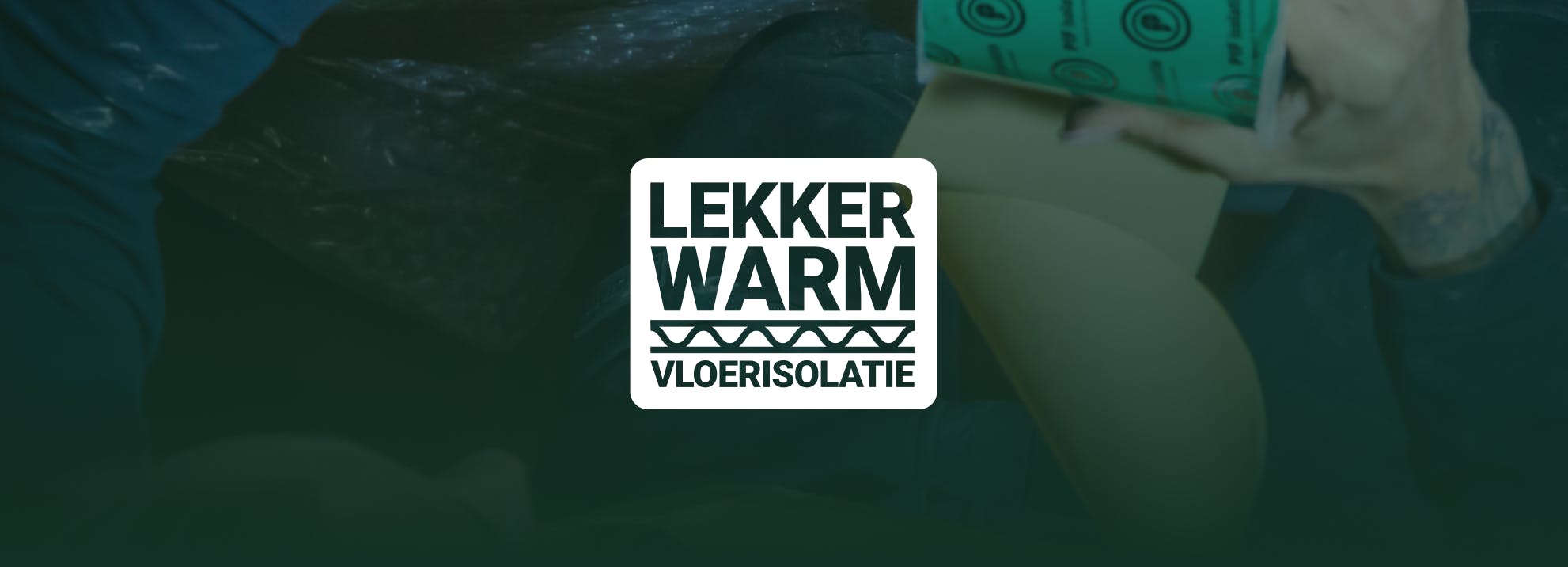 Lekker Warm Vloerisolatie sfeerfoto met logo