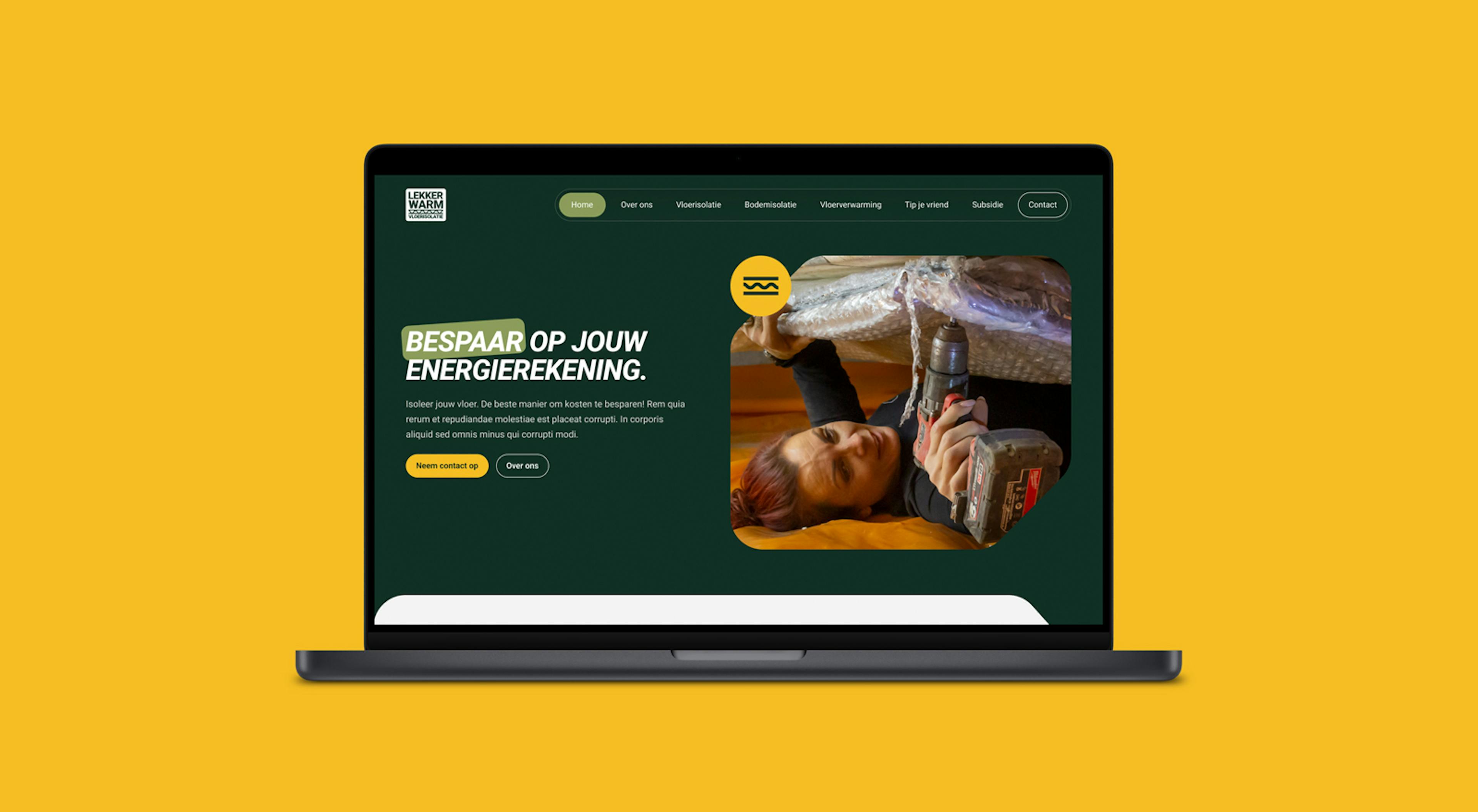 Lekker Warm Vloerisolatie website mockup