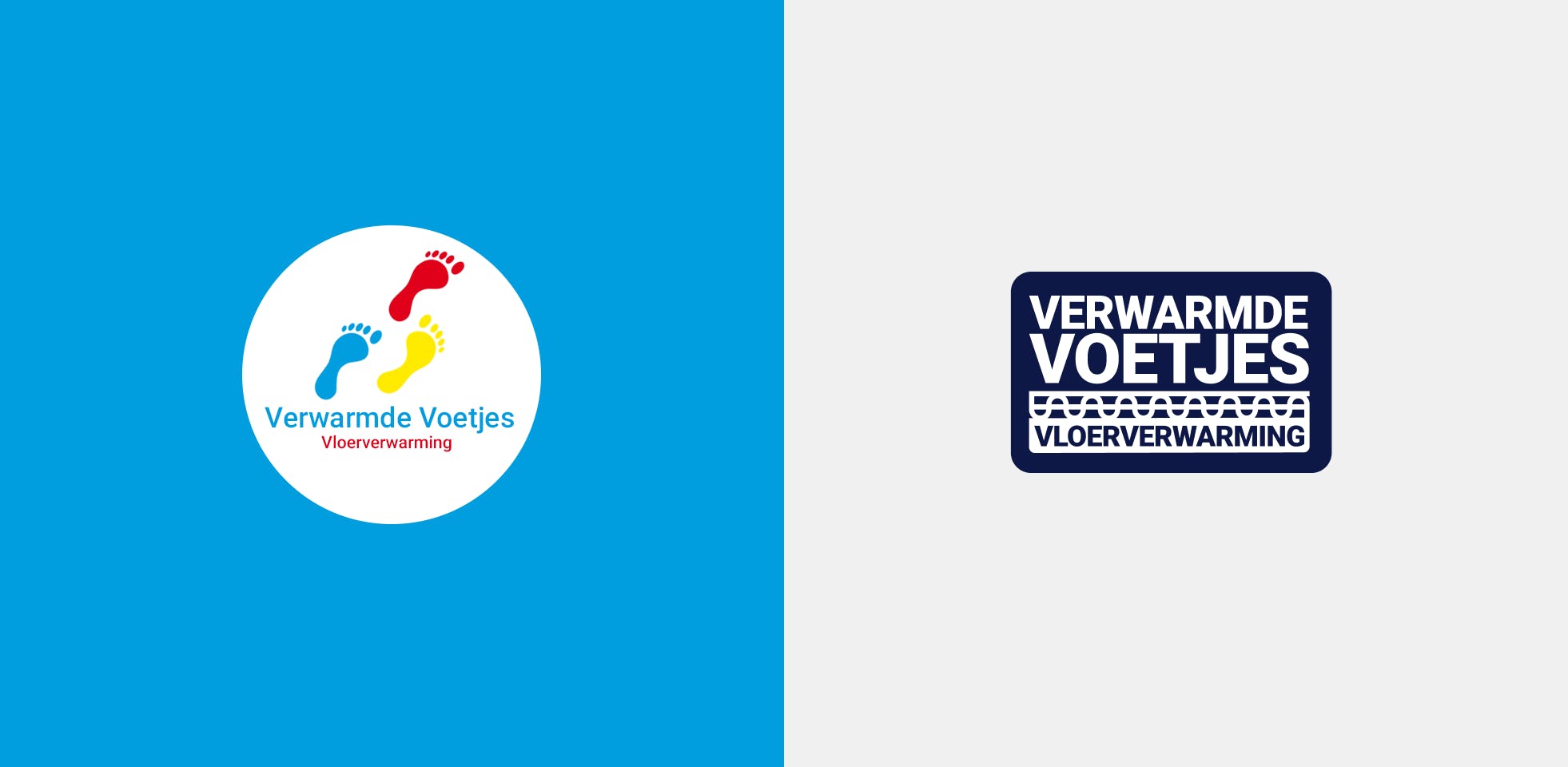 Verwarmde Voetjes logo overgang naar nieuw logo