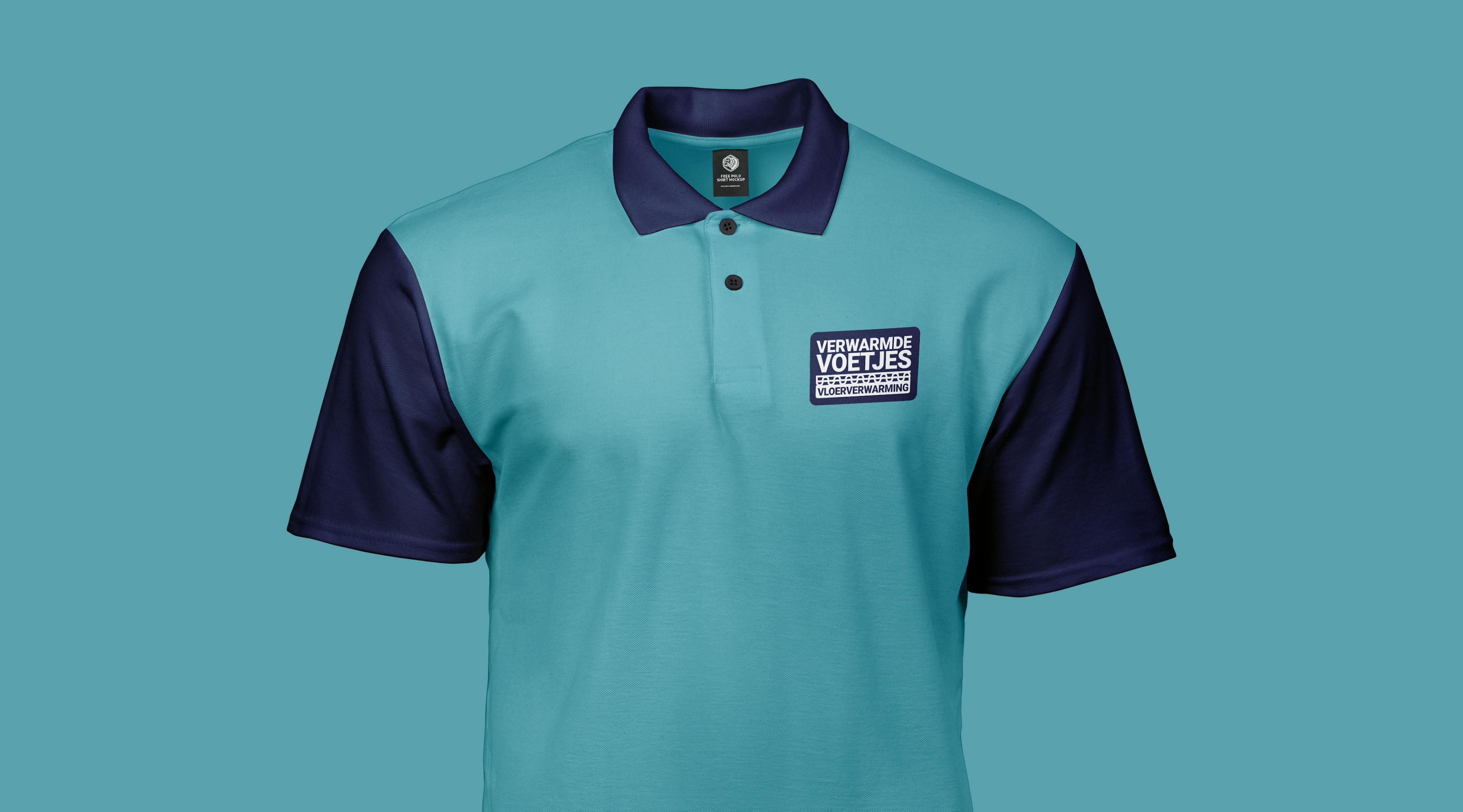 Werkpolo met kleuren en logo van Verwarmde Voetjes Vloerverwarming