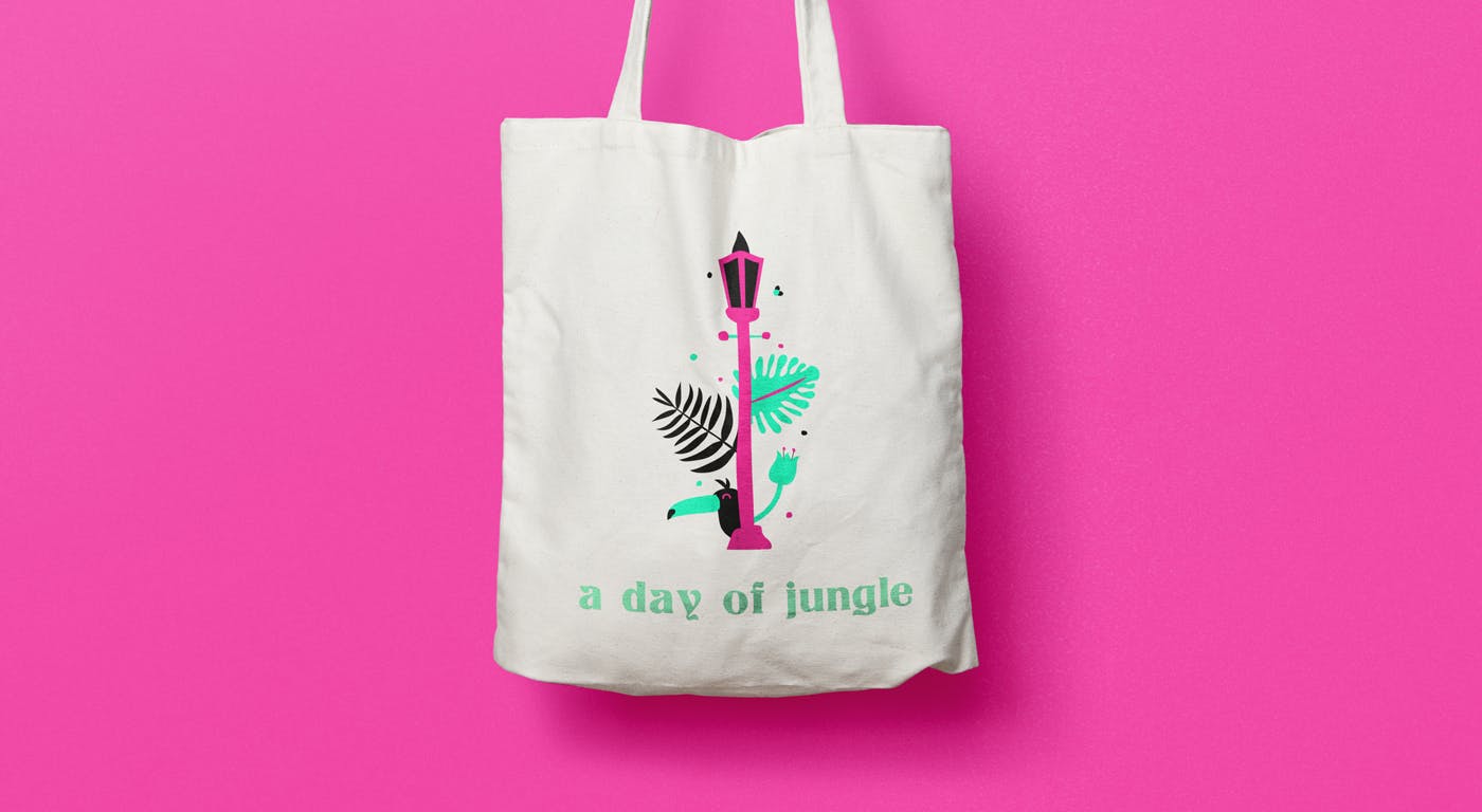 Illustratie op tas van Jungle