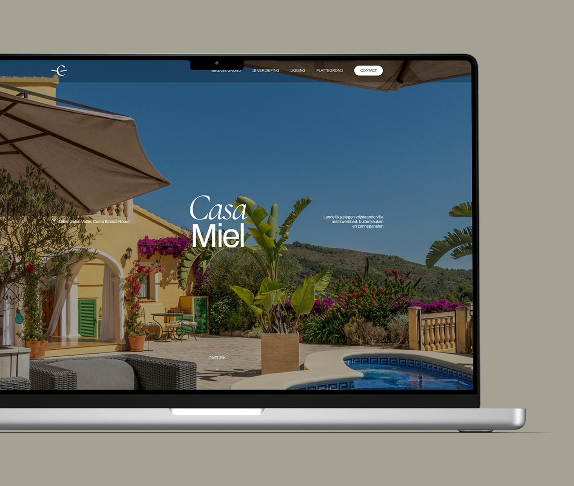 Casa Miel villa website mockup