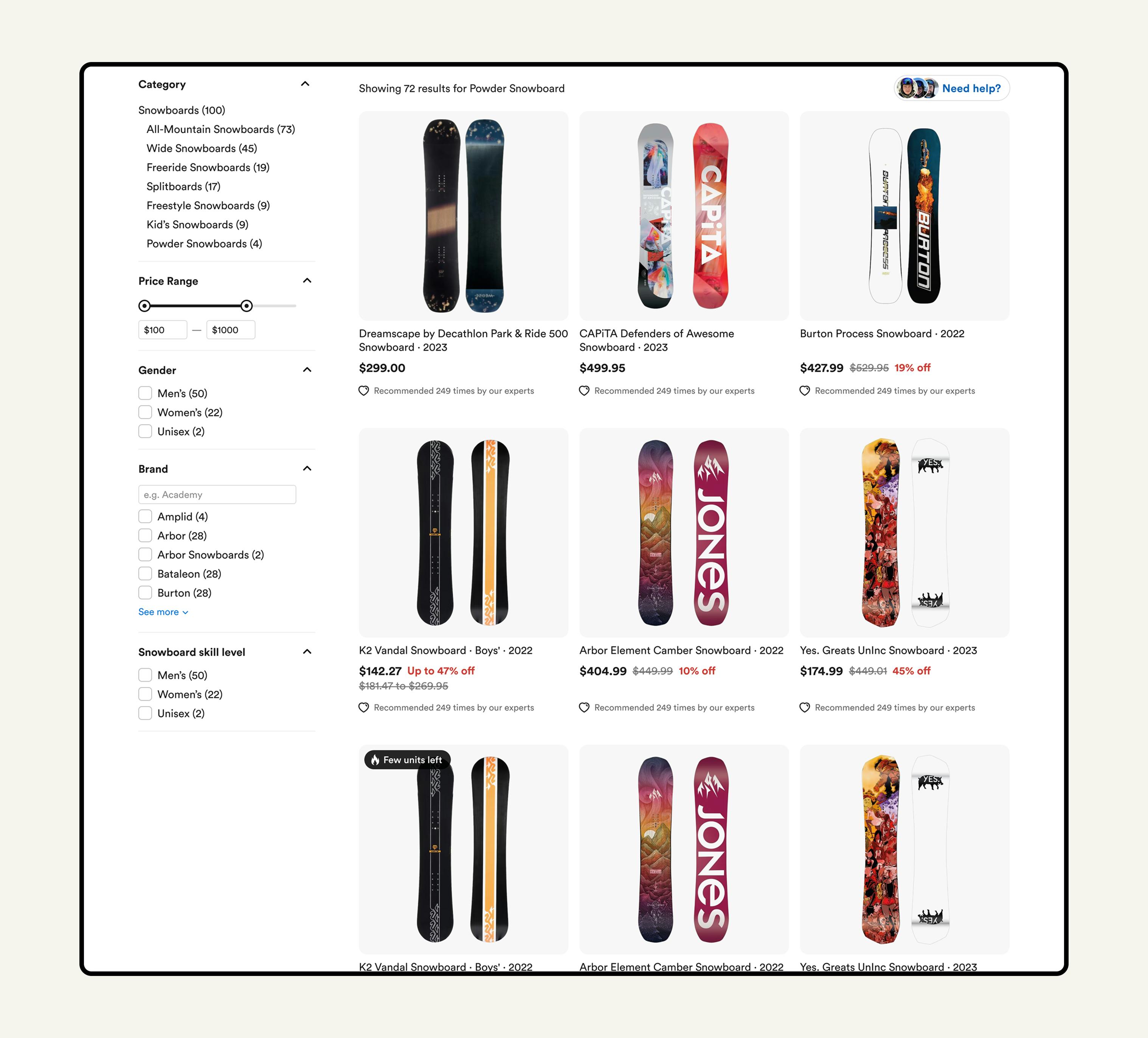 Search Results Page (SRP) Step 2