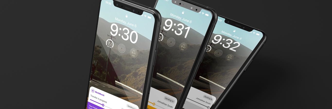 Three devices with mockup