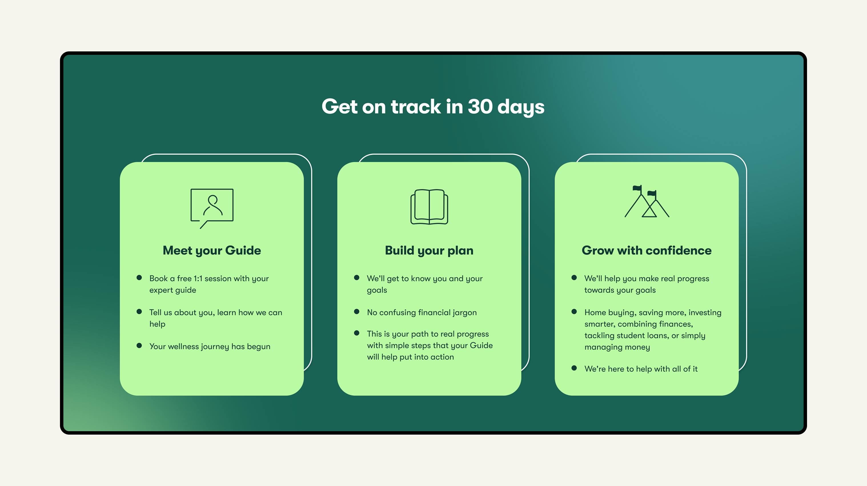 Home | Get on track in 30 days Step 1