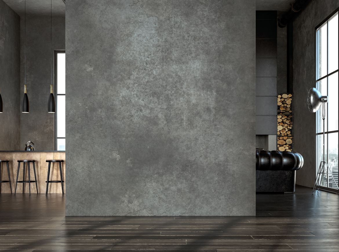 Beton Trennwand in einem Wohnzimmer. Betonoptik Malermeister Müller und Sohn