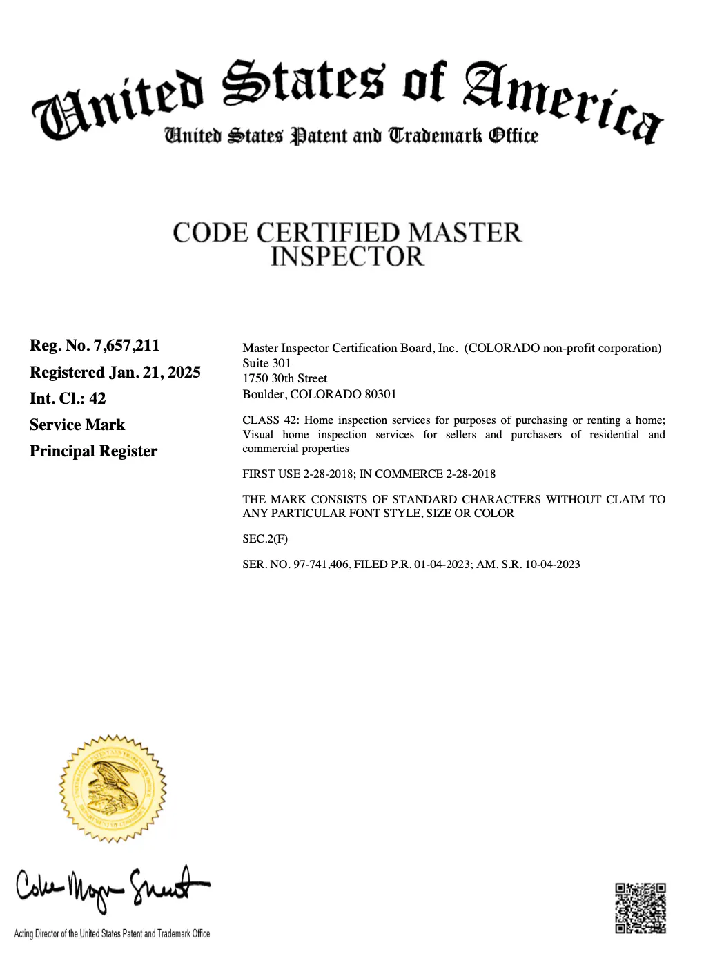 Cmi Codemark Code Certified Master Inspector® and CCMI® are Registered Trademarks on ...
